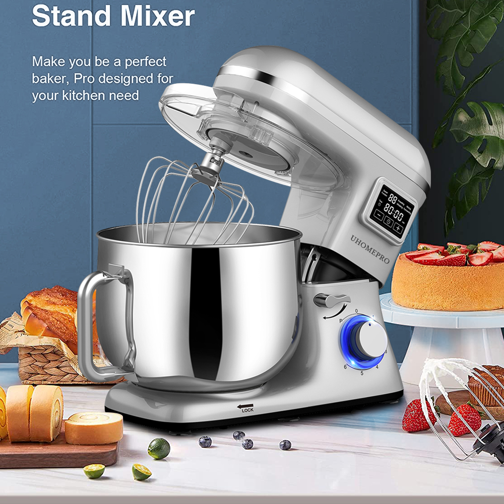 Amazon.com: DOBBOR Electric Stand mixer, 9.5QT 660W 7Speeds Tilt-Head Dough  Mixers, Bread Mixer with Dough Hook, Whisk, Beater, Splash Guard for Baking  Bread, Cake, Cookie, Pizza, Muffin, Salad and More - Silver: