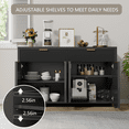 thumbnail image 3 of Laintene Sideboard Cabinet, 55" Fluted Buffet Cabinet with Storage Drawers, Accent Storage Cabinet with Adjustable Shelves, Wood TV Stand for Kitchen, Dining Living Room, Entryway, Black, 3 of 7