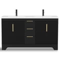 thumbnail image 3 of Eclife 60-inch Double Sink Bathroom Vanity with Integrated Tops, Soft-Close Hinges, Fluted Door Design, Mid-Century Modern, 3 of 10