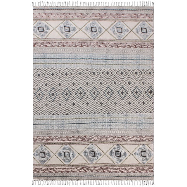 Casavani Geometric Cotton Mat Living Area Rug,Black 2.6x4 Ft