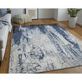 thumbnail image 4 of HomeRoots 513939 10 x 13 ft. Ivory Blue & Black Abstract Power Loom Distressed Rectangle Area Rug, 4 of 8