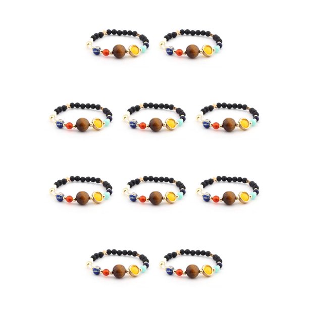 Guardurnaity de sistemas solares de piedra natural, reemplazo elástico ajustable hecho a mano, brazalete fácil de combinar, tipo de joyería tipo 5 10Conjunto