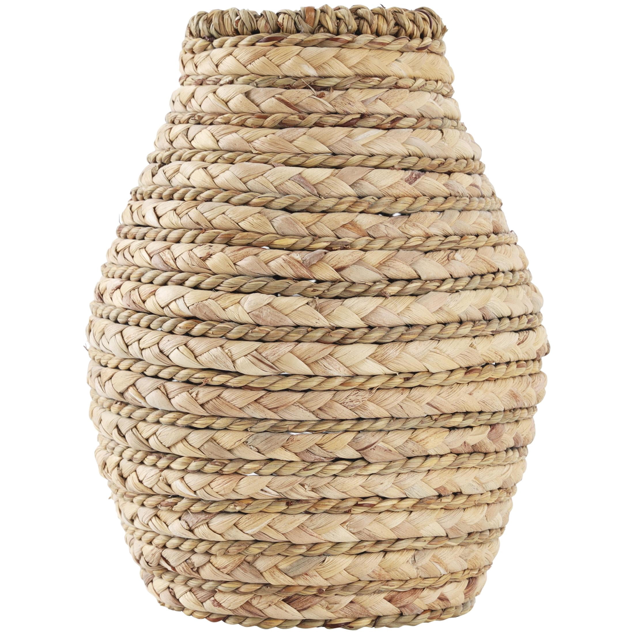 DecMode 10" Handmade Braided Light Brown Seagrass Vase