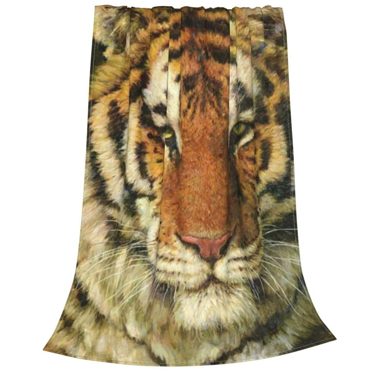 Tiger Print Throw Blanket Lightweight Soft Print Blanket for Travelling Camping Gift Kid Adult 50