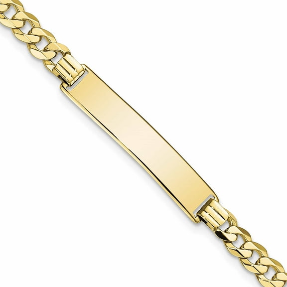 10K Yellow Gold Flat Curb Link Id Bracelet (7 X 6.4) Made In United States 10lid74-7