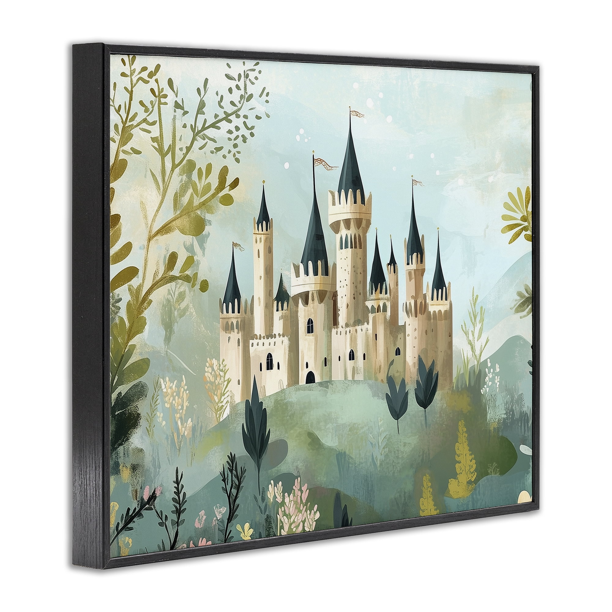 Stupell Industries Princess' Castle View Black Framed Giclee Art, design by Christine Simpson Art