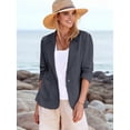 thumbnail image 4 of Women'S Lightweights Lapel Three-Quarter Sleeve Elastic Pleated Fully Lined Casual Work Jacket with Pockets Dark Gray M, 4 of 9