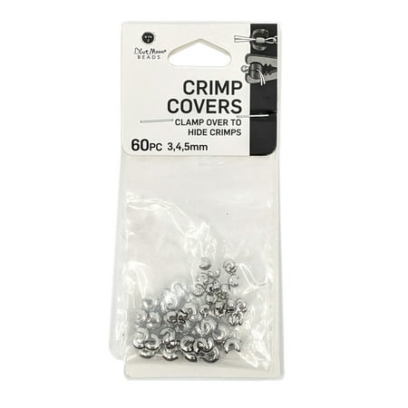 Blue Moon Beads Silver Metal Crimp Cover Beads for DIY Jewelry Making, 60 Piece-Unisex, Adult