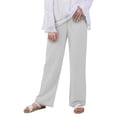 thumbnail image 2 of Women'S Cotton Linen Drawstring High Waisted Pants Casual Loose Fit Wide Leg Trousers Light Gray L, 2 of 7