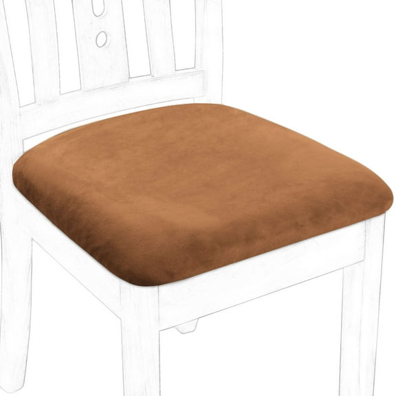 Unique Bargains 4Pcs Velvet Dinning Chair Seat Cover Elastic Stretchable Slipcovers Brown