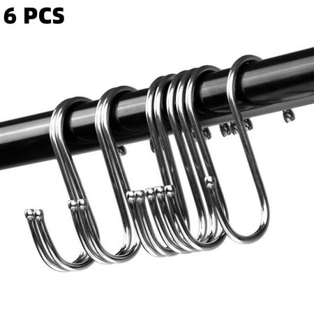 

Bomutovy 6 Pack S Hooks for Hanging Plants Stainless Steel S Hooks Durable Closet Hooks 3.4 inch