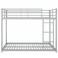 thumbnail image 4 of Kumix Bunk Bed Full over Full, Low Bunk Bed with Guardrails and Built-in Ladder, Metal Bunk Bed for Kids Teens, Floor Full Bunk Beds for Bedroom, Dom, Noise Free, Silver, 4 of 7