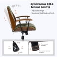 thumbnail image 2 of Ergonomic Adjustable Swivel Office Chair with Solid Wood Backrest and Premium Comfort Navy Cushion for Home Workplace, 2 of 7