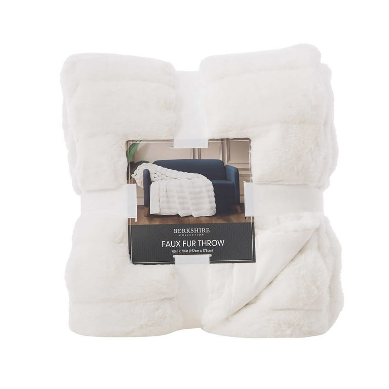 Berkshire Collection Faux Fur Plush Throw Blanket 60