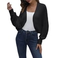 thumbnail image 2 of Cárdigans para Mujer, Cárdigan Corto Abierto por Delante, Suéter de Punto de Larga Tipo Murciélago, Top Tipo Negro M, 2 of 10