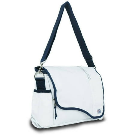 SailorBags Chesapeake Messenger, white w/blue trim