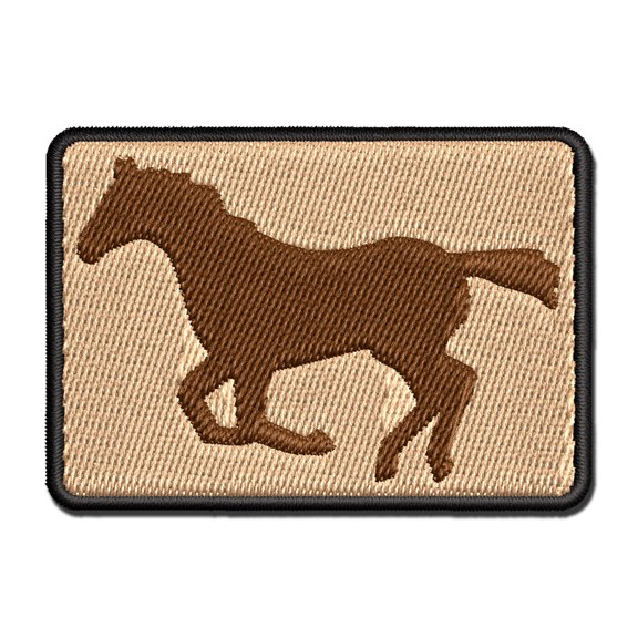Horse Running Solid Applique Multi-Color Embroidered Iron-On Patch - 2.5 Inch Small