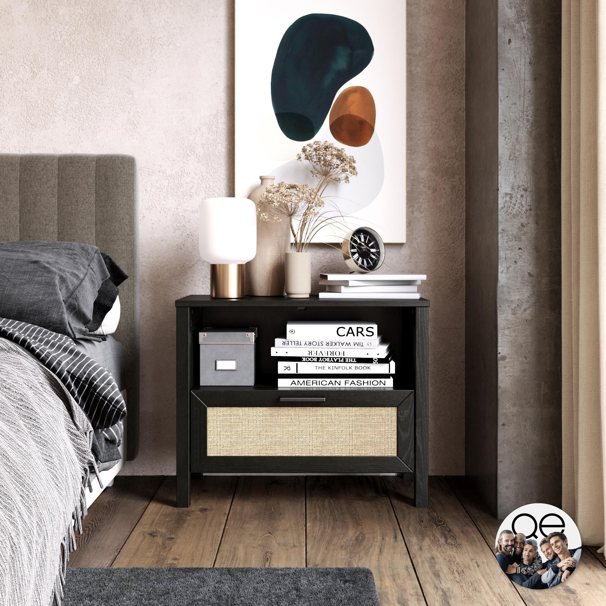 Moonvvin Nightstand Set of 2 Round Corner Cabinet Bedside Table with 2  Drawers,White - Walmart.com
