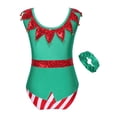 thumbnail image 2 of inhzoy Kids Girls Gymnastic Leotards for Christmas Party Sleeveless Dance Activewear Bodysuit Headband Outfit A Green 14, 2 of 8