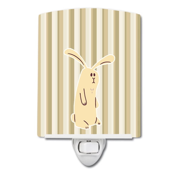 Caroline's Treasures BB7082CNL Rabbit on Stripes Ceramic Night Light, 6x4x3", multicolor