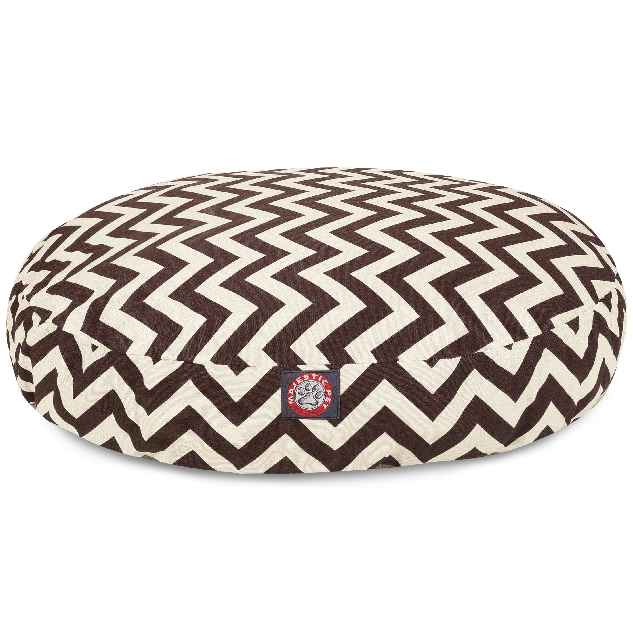 Majestic Pet Chevron Round Dog Bed Treated Polyester Removable Cover Chocolate Small 30 x 30 x 4