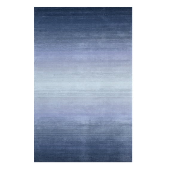 Handmade Wool Blue Transitional Stripe Horizon Rug