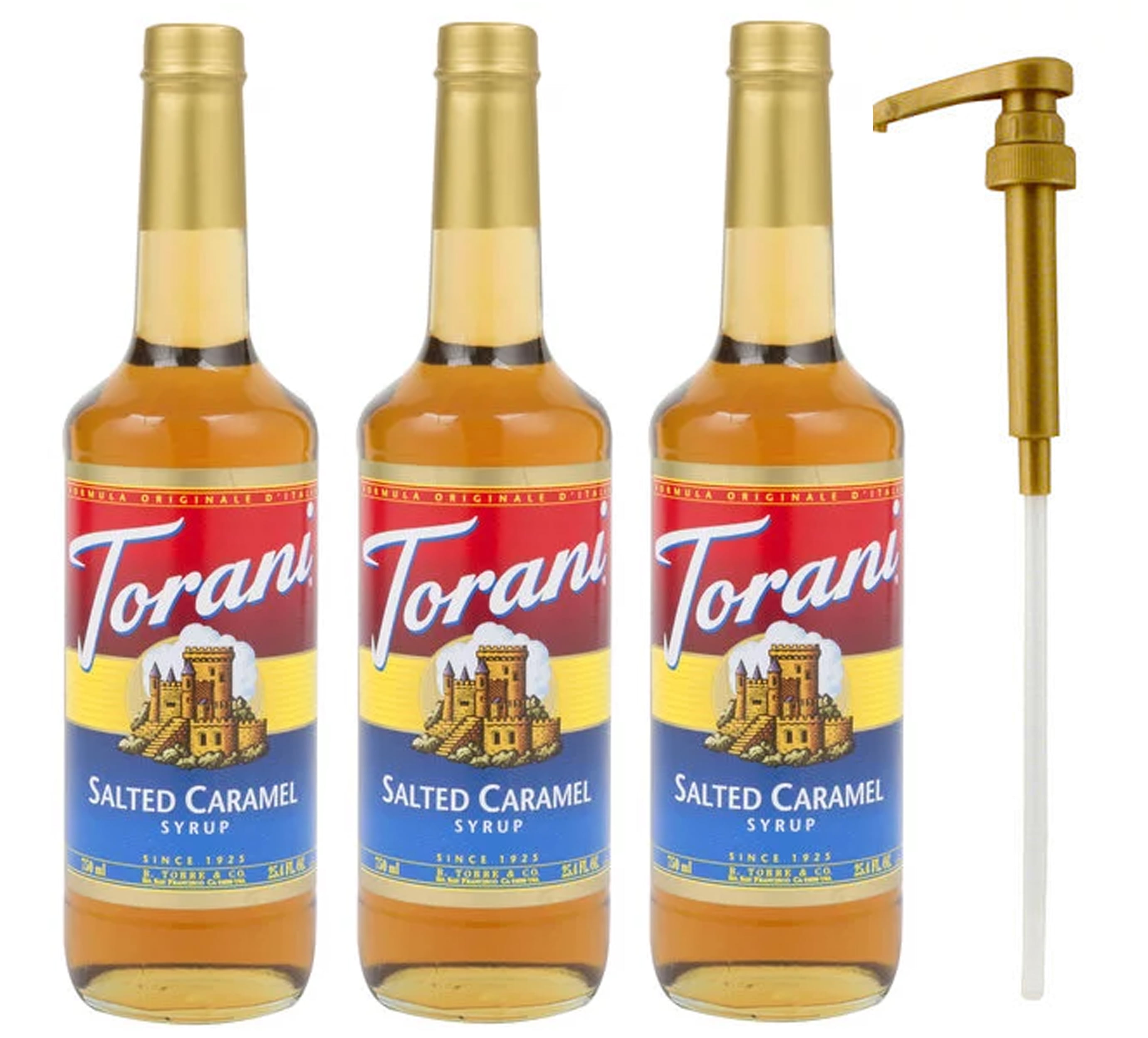 Torani Salted Caramel Syrup, 25.4 Ounce (3 Pack) Plus 1 Syrup Pump
