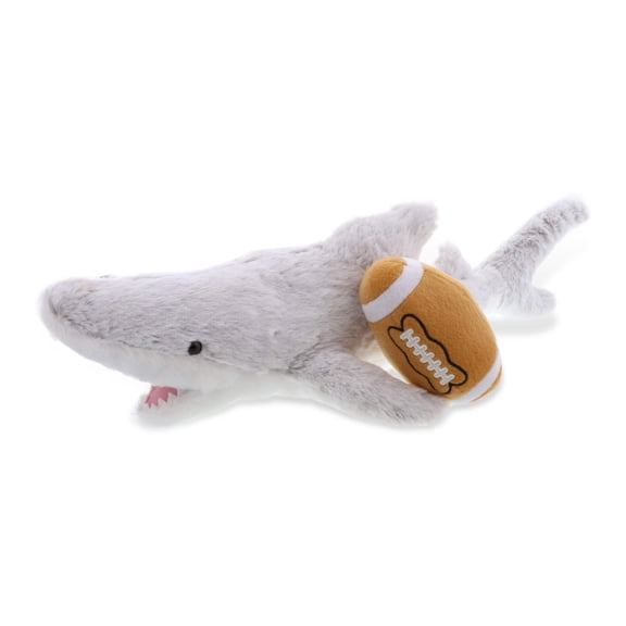 DolliBu Shark Stuffed Animal with Football Plush - Soft Huggable Grey Shark, Adorable Playtime Plush Toy, Cute Ocean Life Gift, Football Plush Doll Animal Toy for Kids and Adults - 23 Inches