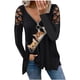 thumbnail image 2 of Puntoco Moda Mujer Hollow Out Cremallera Estampado Cuello en V Camiseta Manga Larga Casual tops Puntoco Puntoco-4615, 2 of 4