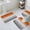 Orange, variant on Green Gray Ombre Bath Mat 3 Piece Bathroom Rug Set, Modern Gradient Abstract Art Non Slip Bath Rug Contour Mat and Toilet Lid Cover, Absorbent Shower Mats Soft Bath Rugs and Mats Sets