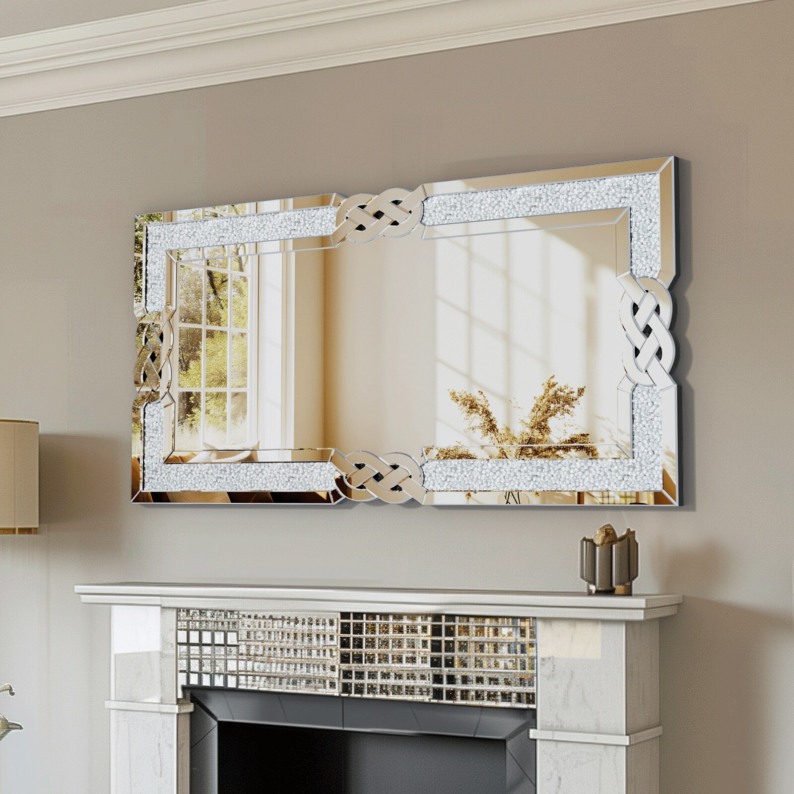 Sparkling Crystal Crush Diamond Accent Mirror Wall Mounted 28" x 40" x 1"