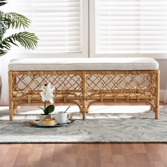 bali & pari Orchard Rattan BOHO Bench, Natural Brown