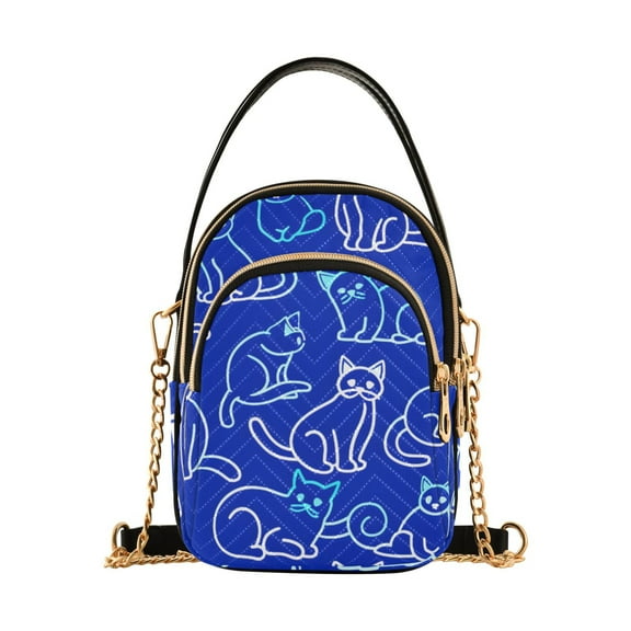 joogoo Women Cats Art Line Chain Crossbody Bags Shoulder Handbag Phone Purse