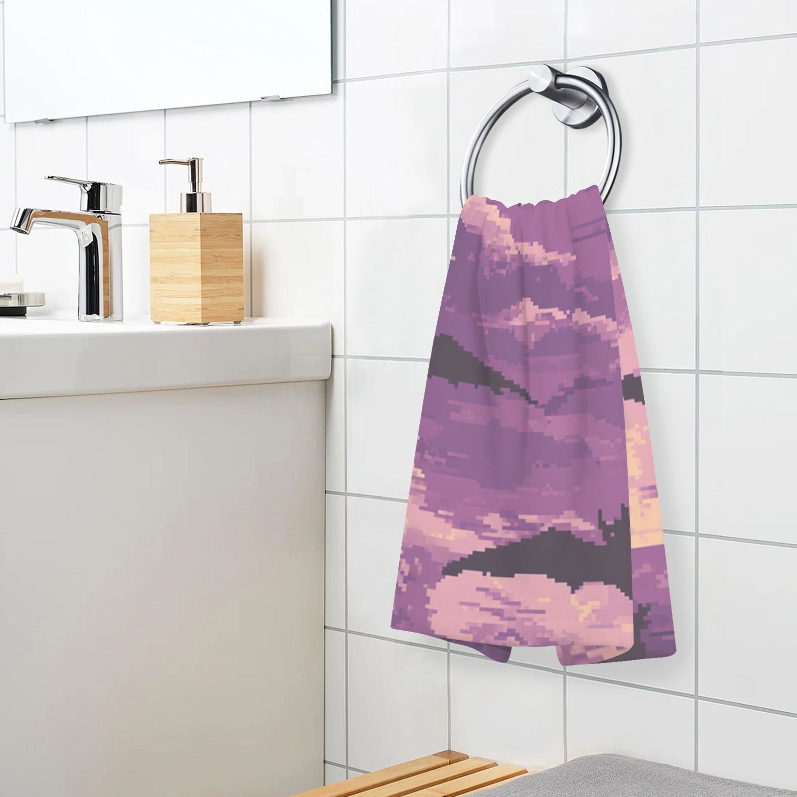 Pixel Bats Hand Towels Cotton Bath Towels Large Face Towels Absorbent for Bathroom 2 Packs