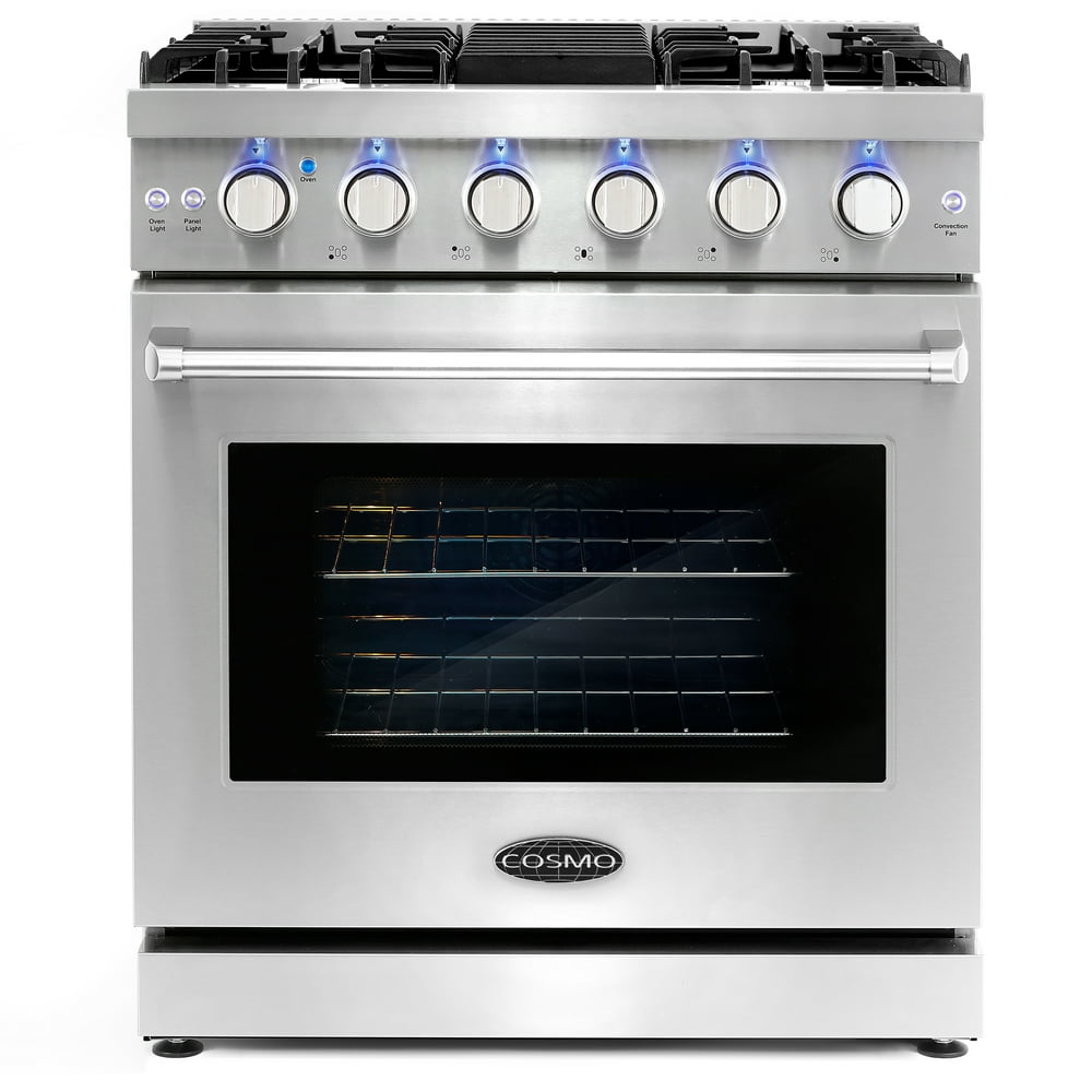 Cosmo 30 Inch 4.5 Cubic Foot Gas Range Convection Oven with 5 Sealed