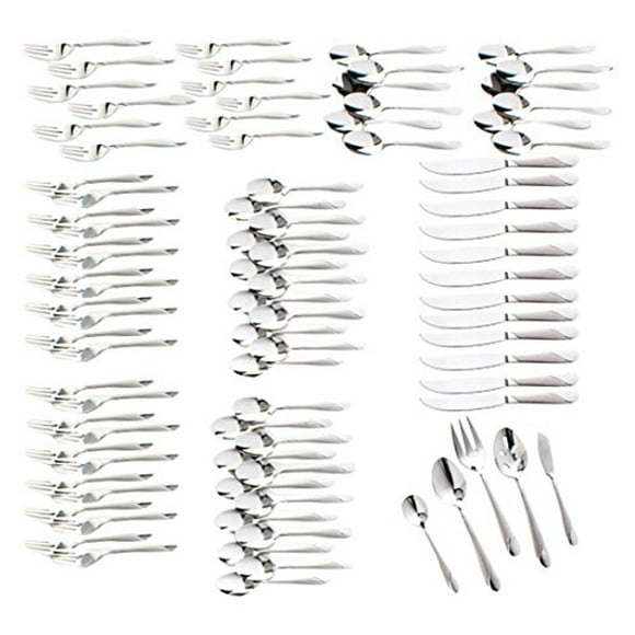 Cambridge Silversmiths Swirl Sand 89-Piece Flatware Set