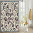 thumbnail image 4 of Fabric Shower Curtain, Vintage Paisley Flowers Floral Geometric Watercolor Linen Shower Curtains with 12 Hooks Waterproof Machine Washable Bath Curtains for Bathroom, 72 x 96in, 4 of 6
