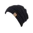 thumbnail image 2 of Trendy Warm Chunky Soft Stretch Cable Knit Beanie Skully, Black Metallic HAT20A, 2 of 2