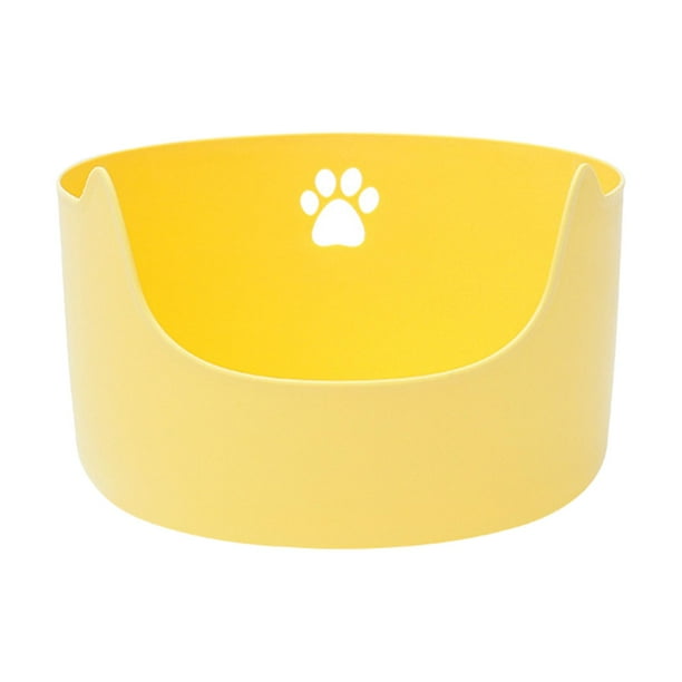 Bandeja de arena para mascotas con parte superior abierta, contenedor de arena para gatos, bandeja de arena para gatos con inodoro profundo Amarillo