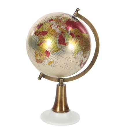 Decmode Contemporary 15 Inch Multicolored Plastic And Marble Globe, Multicolor