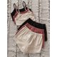 thumbnail image 2 of Conjunto de 3 conjuntos de camisetas sin mangas con botones frontales y pantalones cortos con lazo frontal para mujer, conjunto de ropa de dormir Beige, negro y rosa. XL Beige, negro y rosa. XL Xishao ropa, 2 of 2