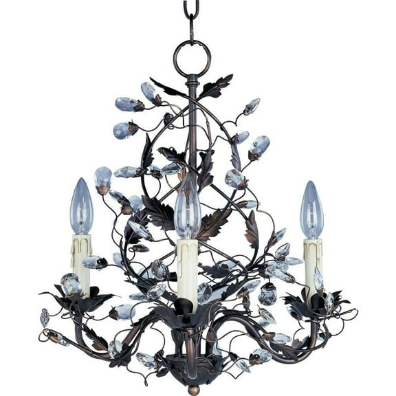 -3 Light Mini Chandelier in Leaf Style-18.5 inches Wide By 18 inches High-Oil Rubbed Bronze Finish Bailey Street Home 93-Bel-596959
