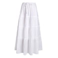 thumbnail image 2 of Qulqfy Womens Summer Maxi A-Line Peasant Long Skirts High Waisted Fold Over Flowy with Pockets Drawstring White Skirt L, 2 of 9