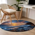thumbnail image 4 of Round Rugs 4 Ft, Beach Reef Non Slip Area Rugs for Kitchen Bedroom Entryway, Beach Sunset Ocean Waves Natural Scenery Washable Carpet Runner Rug Floor Mats for Bedroom Home Decor, 4 of 8