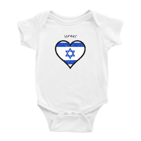 

Israel Flag Heart Love Funny Baby Clothing Bodysuits Boy Girl Clothes