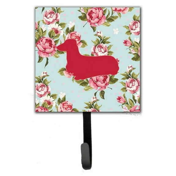 Caroline's Treasures BB1078-RS-BU-SH4 Dachshund Shabby Chic Blue Roses Leash or Key Holder, Blue, Single Hook, multicolor