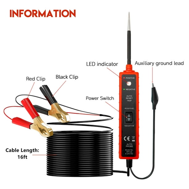 EM285 Automotive Circuit Tester Probe Kit Probe Car Electric Circuit Tester 6 24V DC Automotive Electric