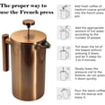 thumbnail image 4 of 34oz Stainless Steel French Press Coffee Maker with Double Wall Insulation and Copper  for Hot Cold Brew Tea, 4 of 8