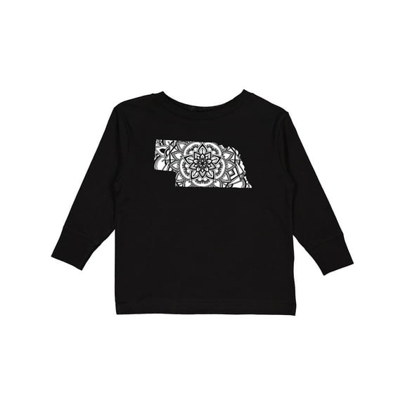 Inktastic Nebraska Silhouette Mandala Boys or Girls Long Sleeve Toddler T-Shirt