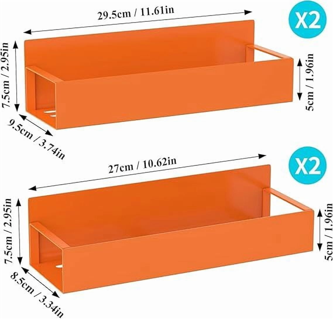 4 Pack Magnetic Spice Storage Rack Organizer for Refrigerator & Oven Orange Fridge Organizers and Space-Saving Kitchen Storage Shelves
